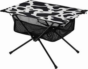 Cow Texture Portable Folding Camping Table, Compact Lightweight Beach Table with Carrying Bag for Outdoor Picnics, BBQs, Camp