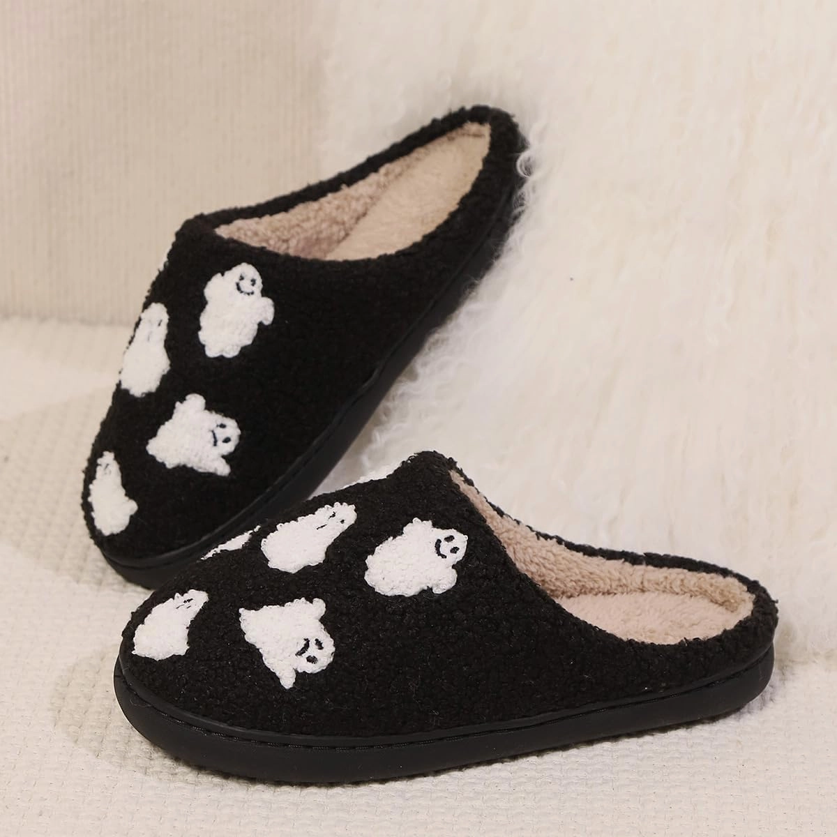 Cozy Furry Slippers for Women & Men, Bear Paw, Halloween, Christmas Designs, Warm Indoor Non-Slip Winter House Shoes