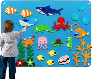 Craftstory Ocean Felt Board Story Set for Toddlers Children Under The Sea 3.5 Feet Flannel-Stories Shark Octopus Toys Wall Activity Storytelling Teaching