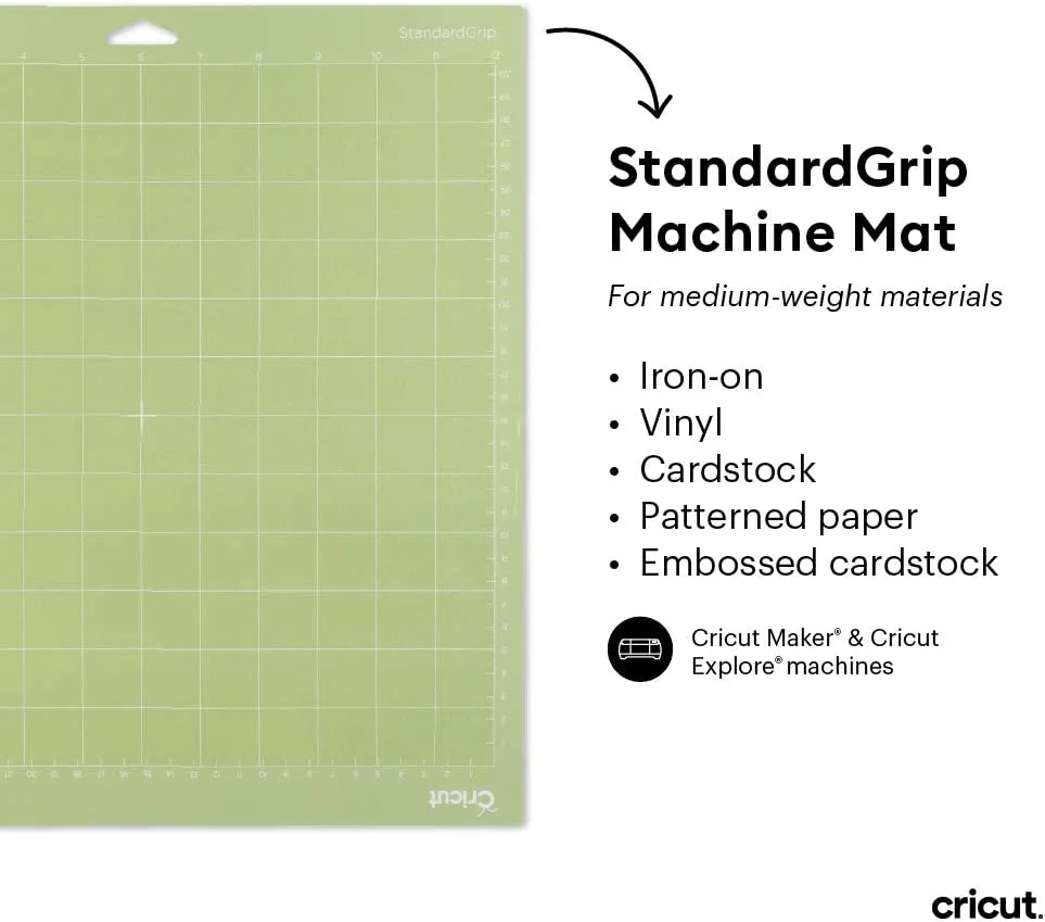 Cricut StandardGrip Machine Mats 12in x 24in, Reusable Cutting Mats for Crafts with Protective Film, Use with Cardstock, Vinyl and More, Compatible with Cricut Explore & Maker, (Green, 3 Count)