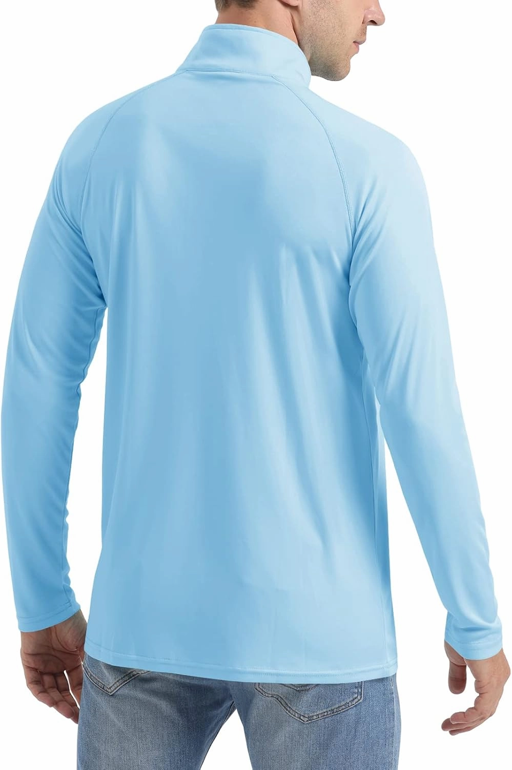CRYSULLY Men's Long Sleeve 1/4 Zip Shirts Sun Protection Pullover UPF 50  Rash Guard Running Lightweight T Shirt