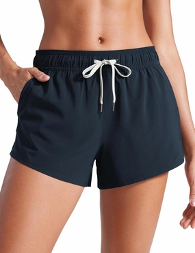 CRZ YOGA Womens 3" Mid Waisted Swim Board Shorts Side Splits Swimming Bottoms Quick Dry Beach Swimsuit with Liner Pockets