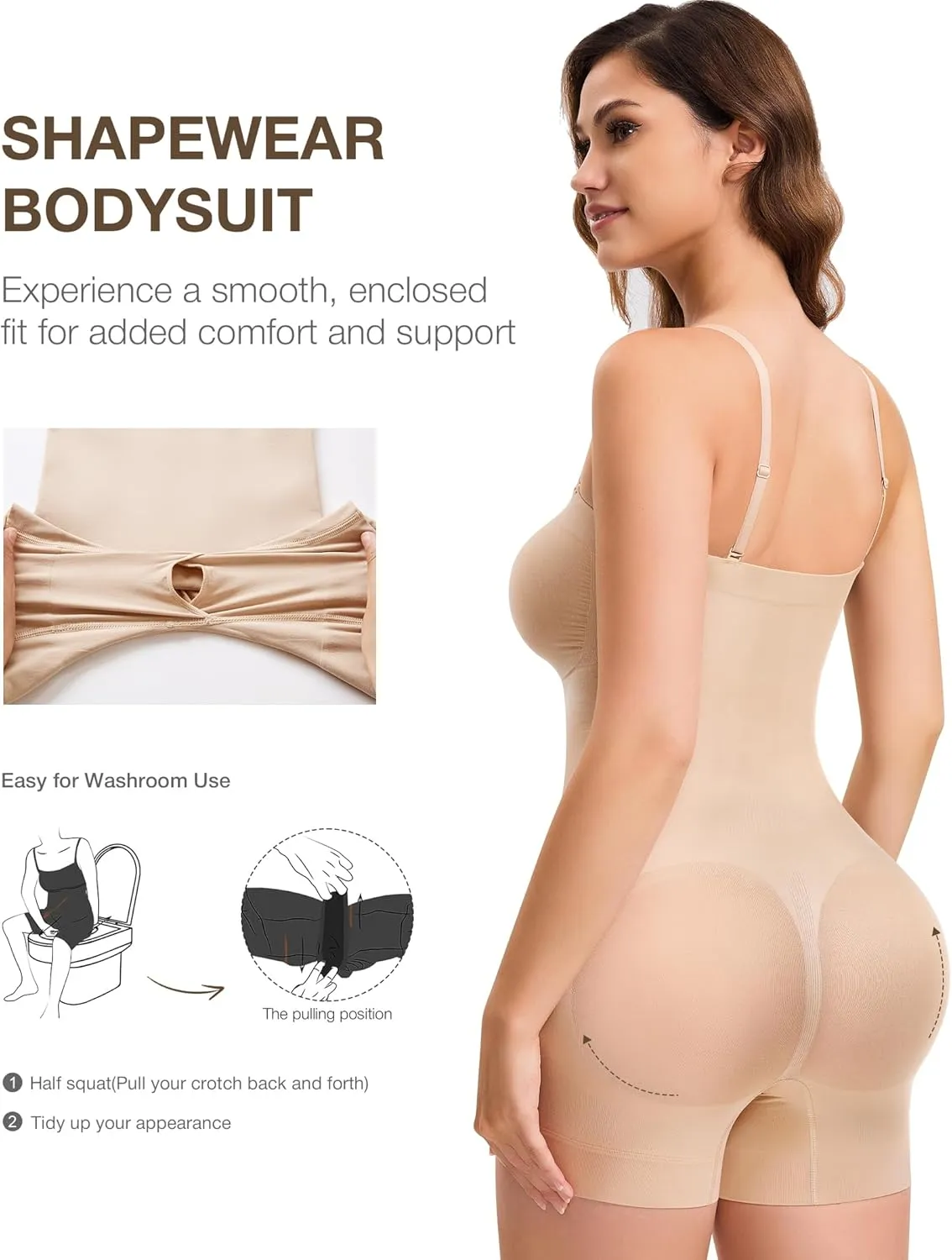 CtriLady Strapless Shapewear Bodysuit for Women Tummy Control Shapewear Seamless Full Body Shaper with Removable Straps