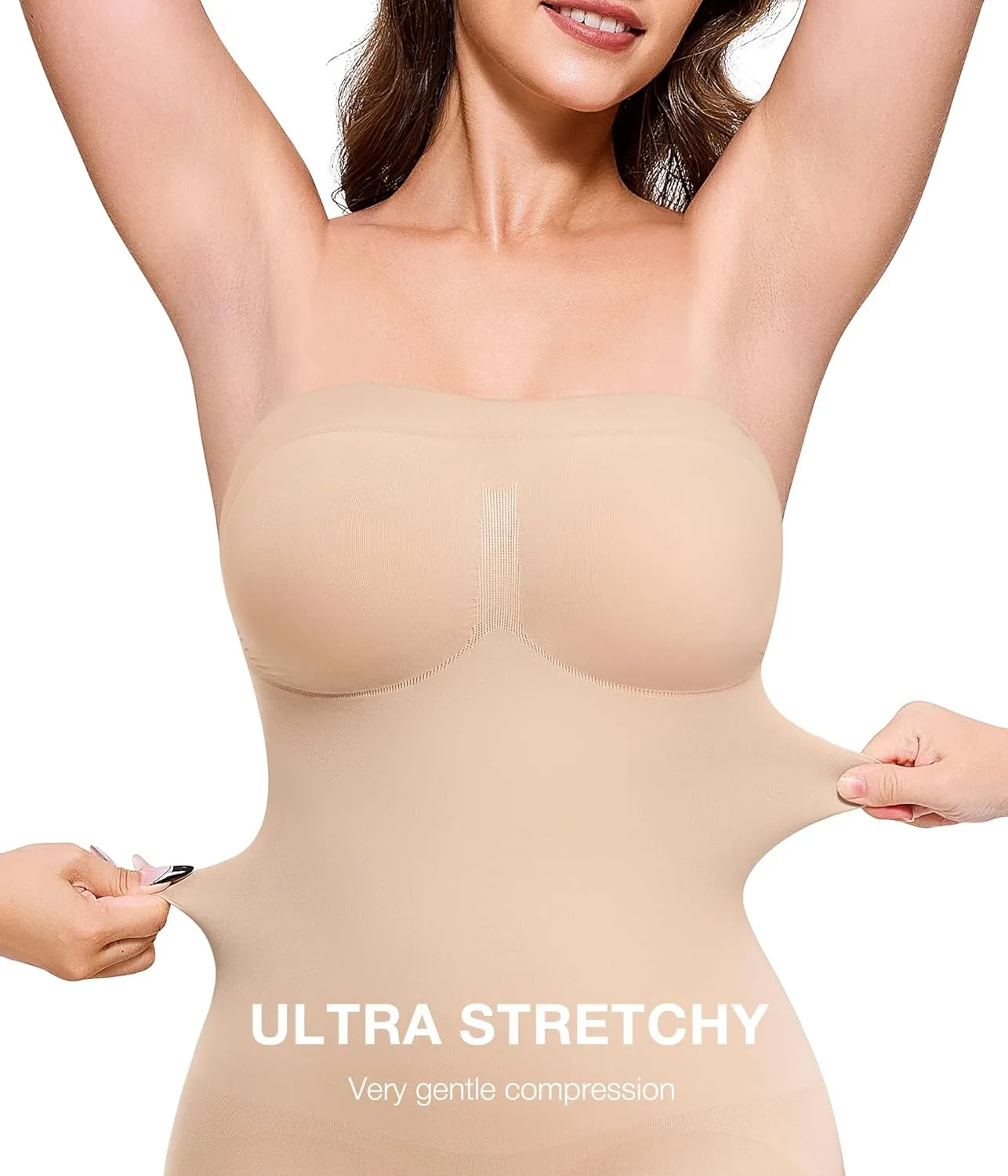 CtriLady Strapless Shapewear Bodysuit for Women Tummy Control Shapewear Seamless Full Body Shaper with Removable Straps