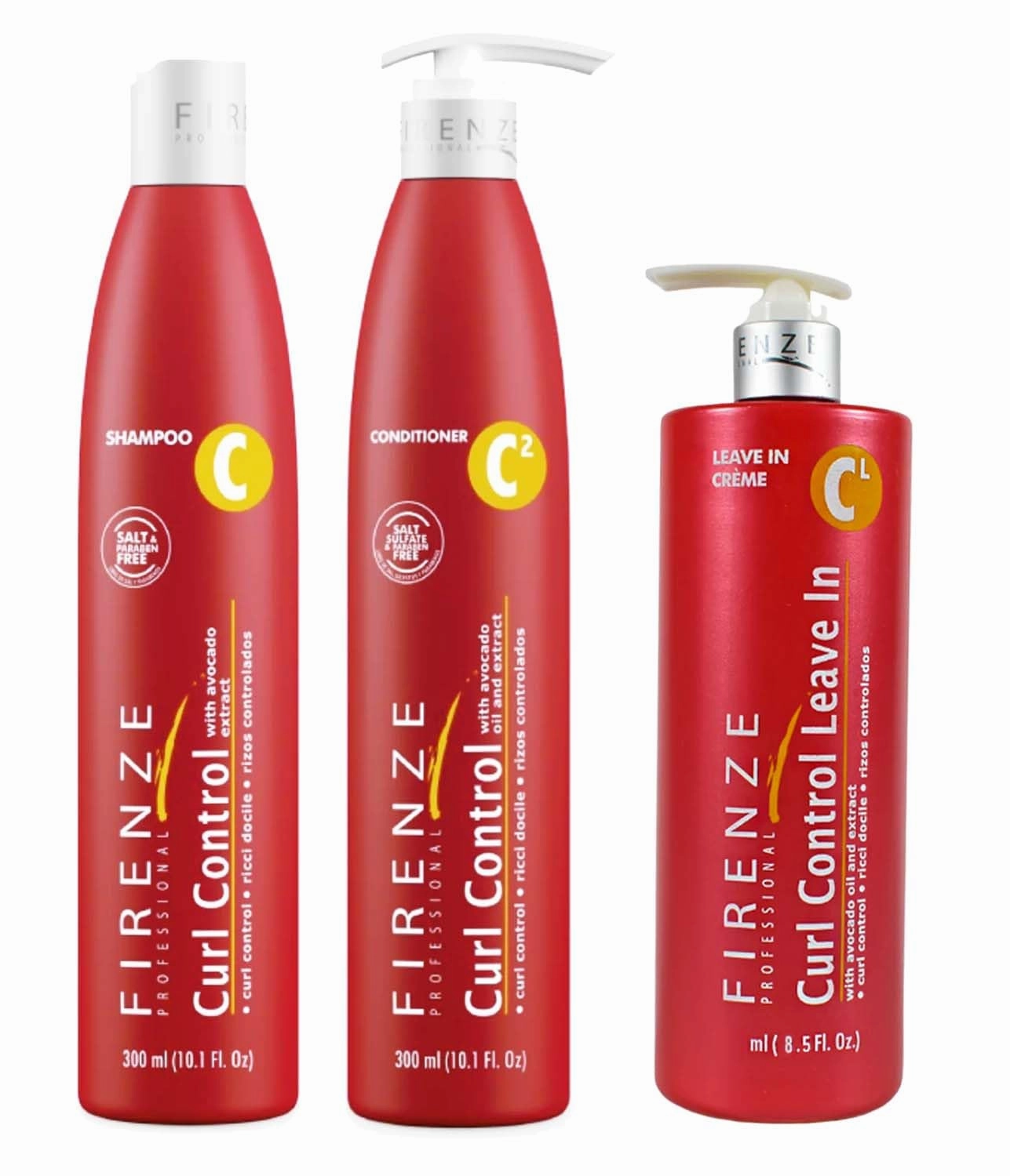 Curl Control with avocado extract Shampoo, Conditioner and Leave In Cream, Includes Gift bag