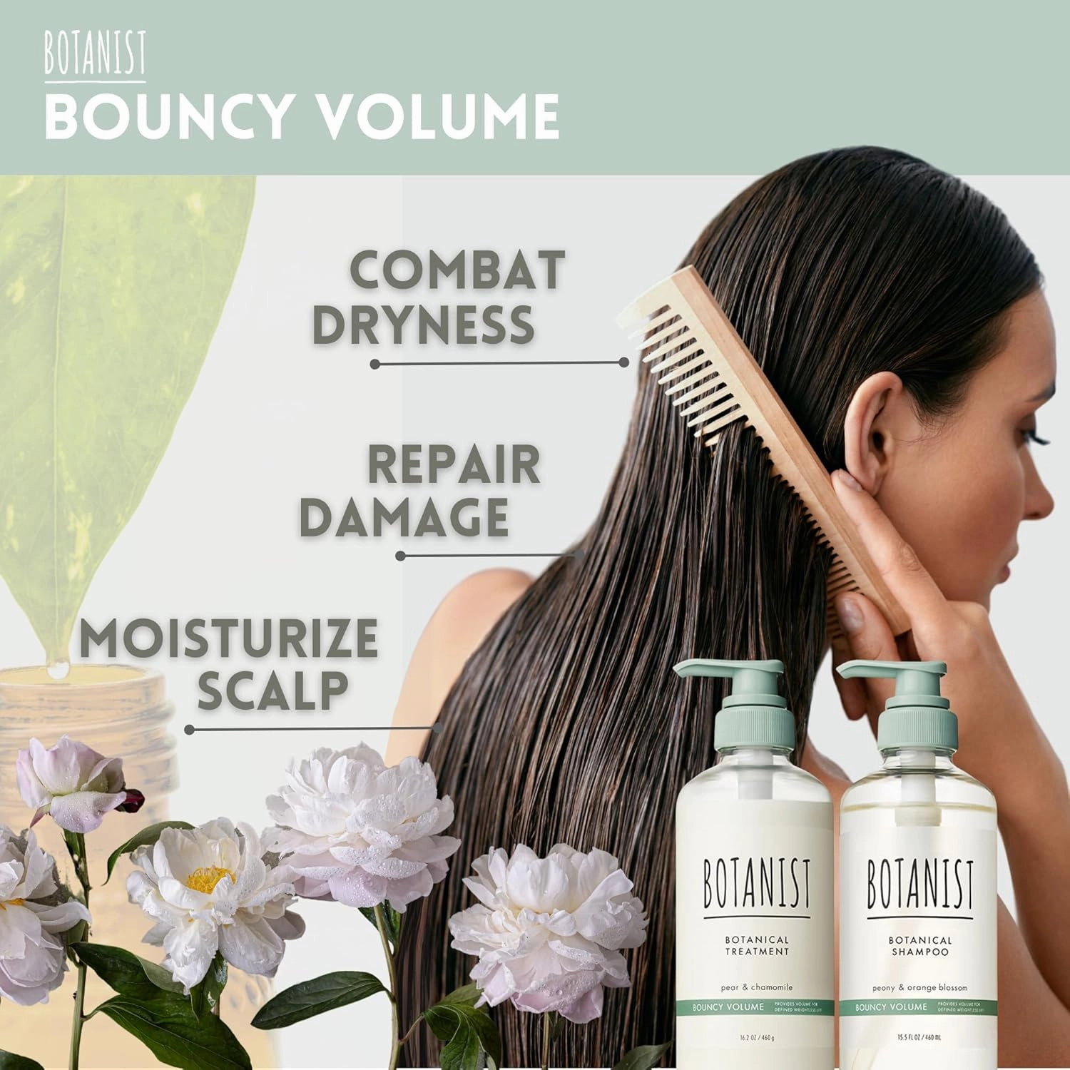 Curly Hair Shampoo and Conditioner for Thin Hair, Sulfate Free Shampoo for Women& Men by Botanical Keratin, Collagen, Collagen& Jojoba Seed from Japan, Silicone Free, BOUNCY VOLUME 31.7 Fl Oz