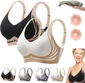 Currentlye Brassier Pro Push Up Bra, Front Closure for Elderly (2Pcs/B,XL(65-70kg))