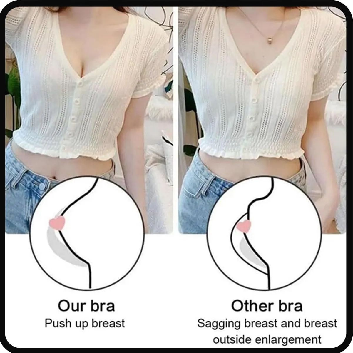 Currentlye Brassier Pro Push Up Bra, Front Closure for Elderly (2Pcs/B,XL(65-70kg))