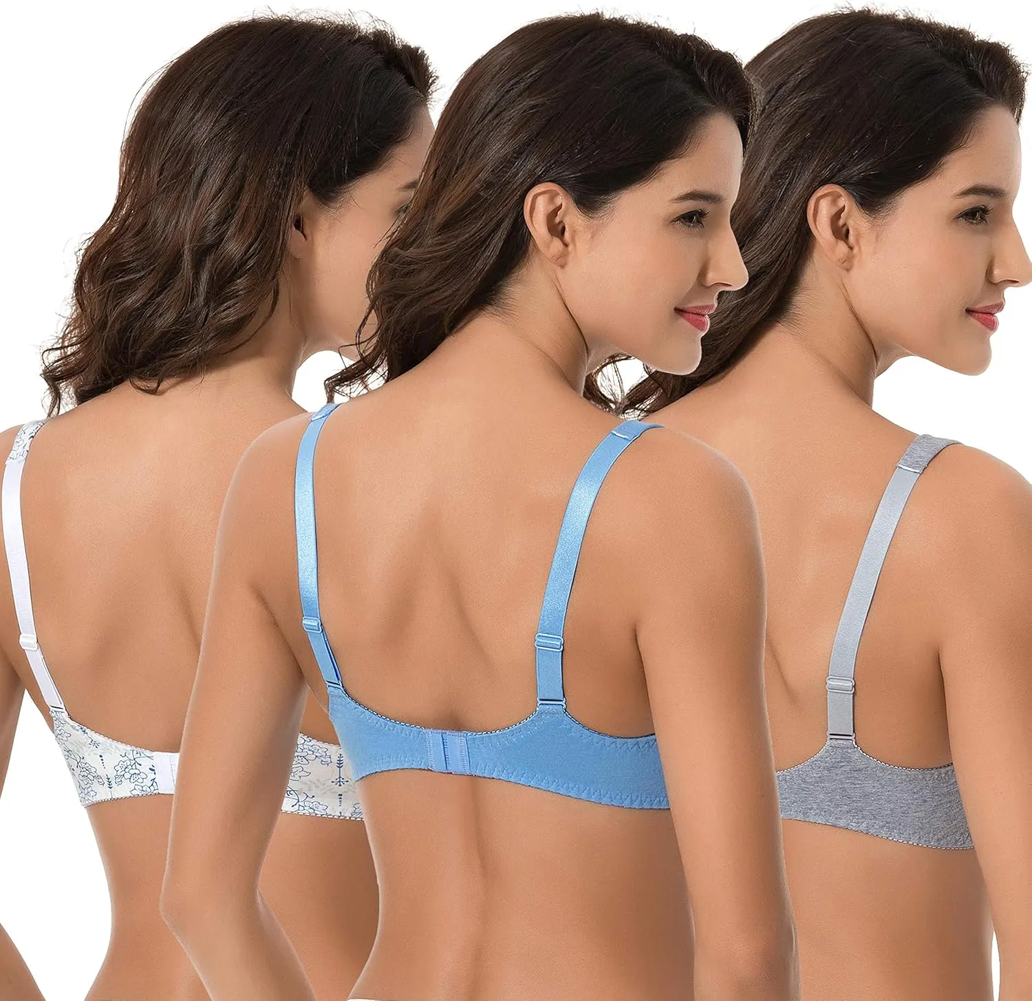 Curve Muse Women's Plus Size Unlined Balconette Cotton Bra-2 or 3Pack