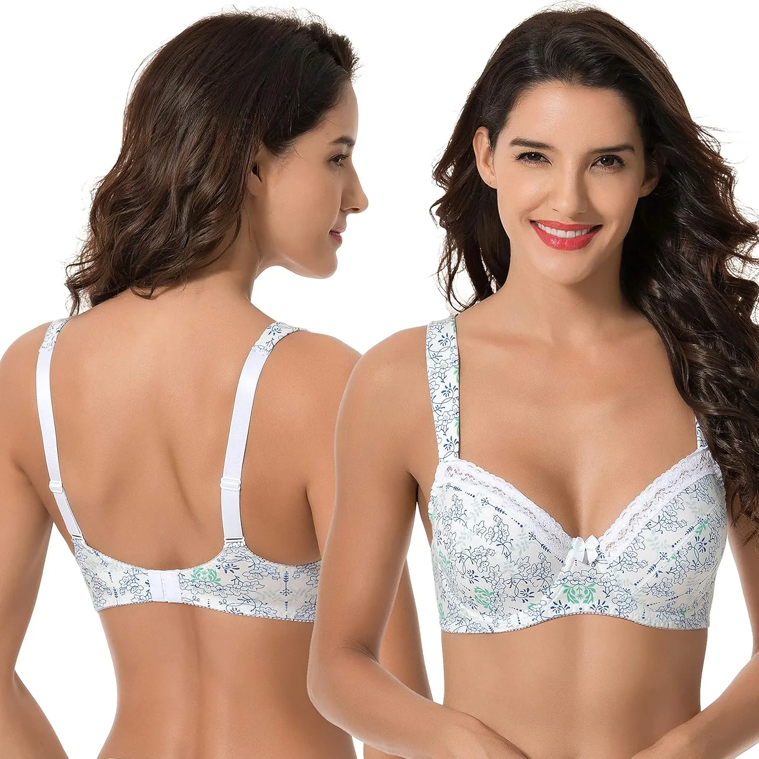 Curve Muse Women's Plus Size Unlined Balconette Cotton Bra-2 or 3Pack