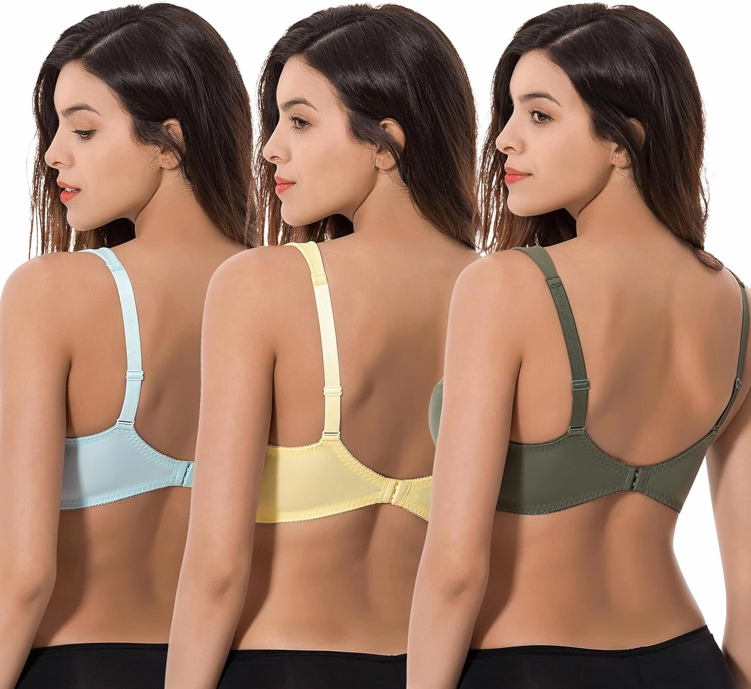 Curve Muse Plus Size Minimizer Underwire Unlined Bras with Embroidery Lace-2 or 3Pack