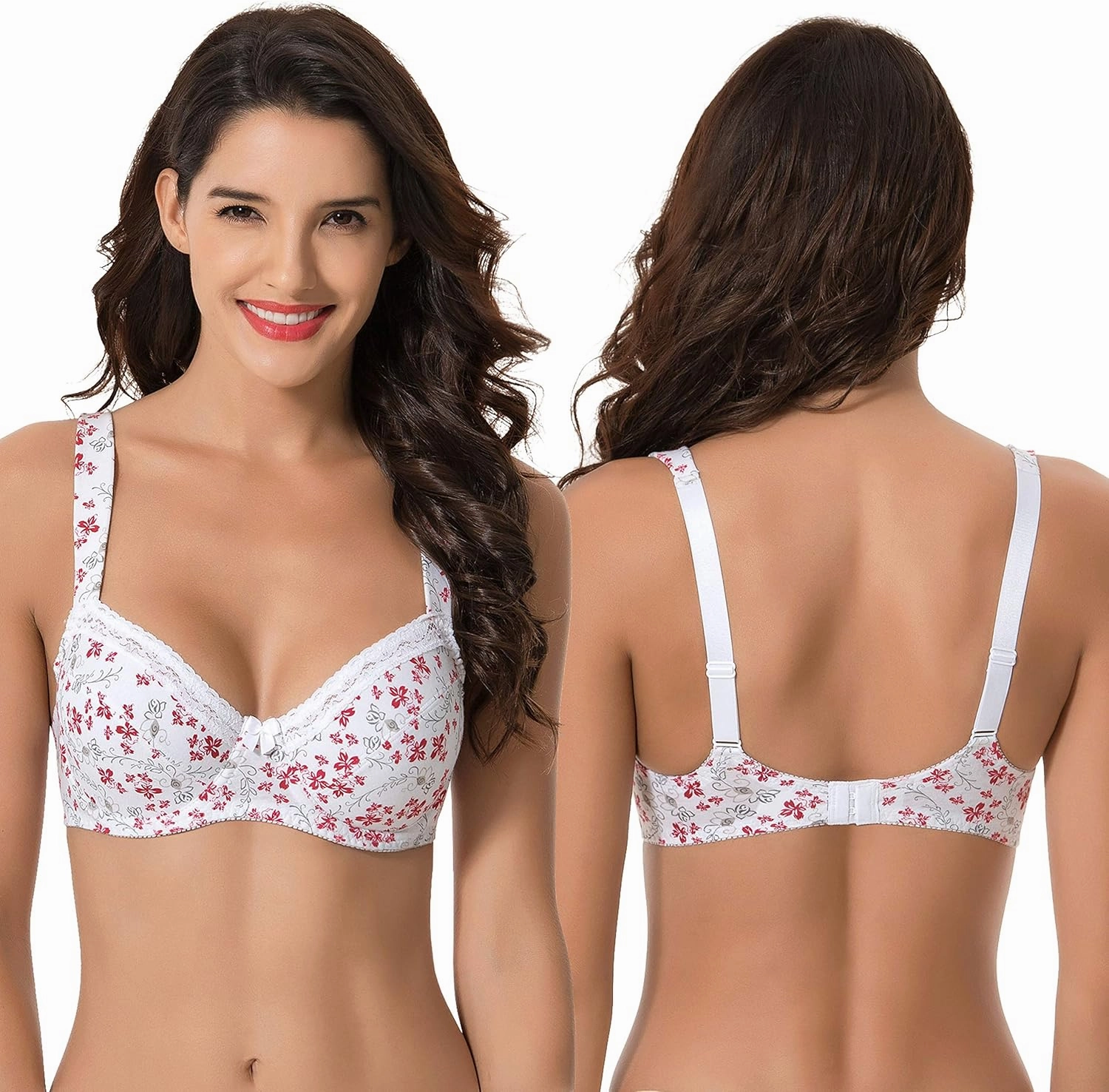 Curve Muse Women's Plus Size Unlined Balconette Cotton Bra-2 or 3Pack
