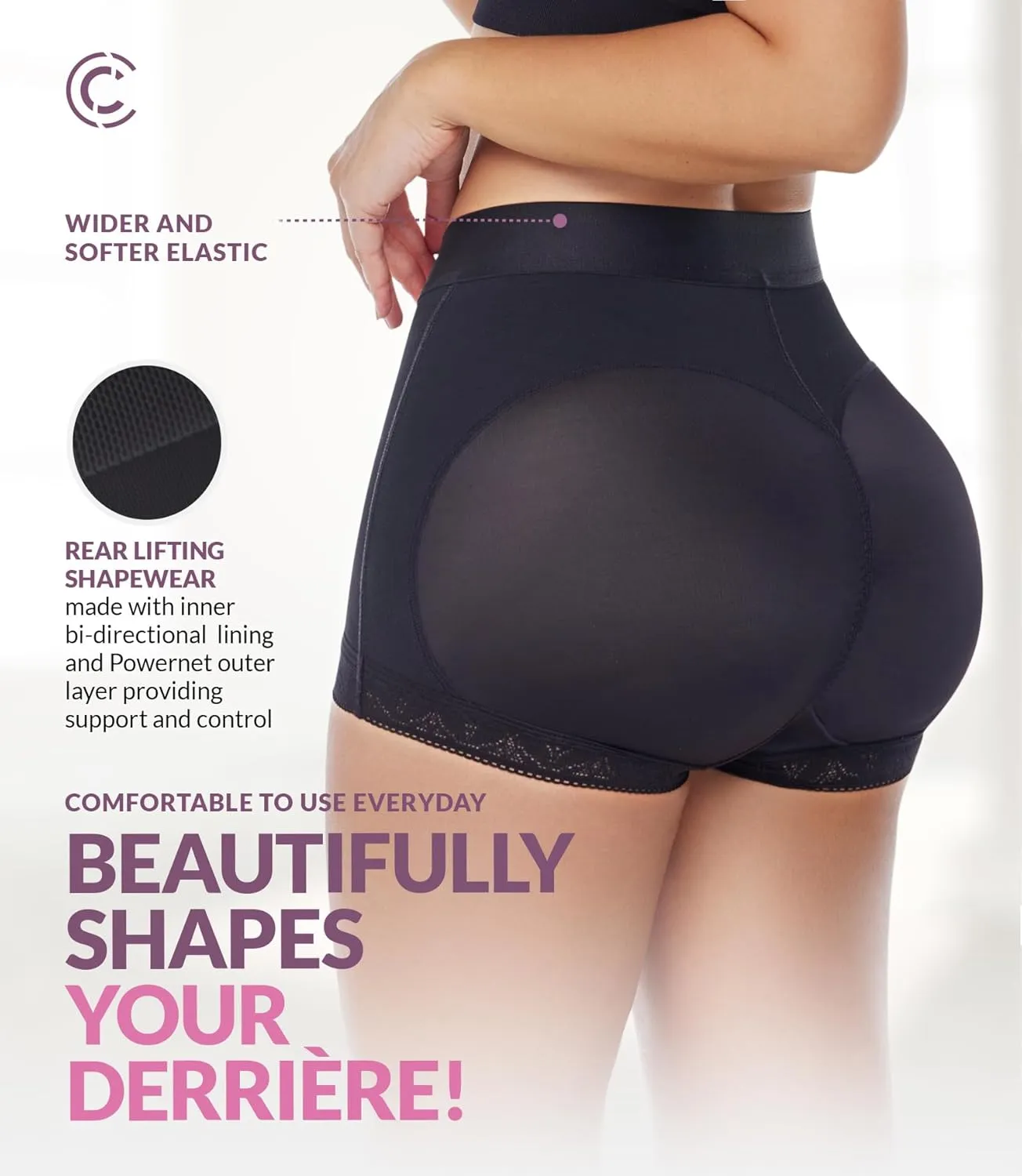 CURVEEZ Tummy Control Panties - Butt Lifting Shapewear Body Shaper for Women - Butt Lifter Faja Shorts Hip Enhancer
