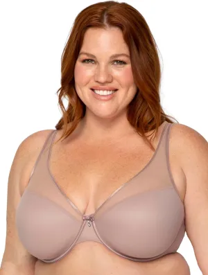 Curvy Couture Women's Plus Size Sheer Mesh T-Shirt Bra – Deep Plunge & Full Coverage Fit