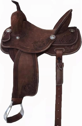 Custom Made Antique Finish Western Horse Saddle Barrel Racing Trail Hand Tooled Carved Leather Equestrian Tack Set 10" to 18" ST-WLS-0166