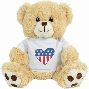 Customized Girl USA Red White & Blue Heart Teddy Bear: 10 Inch Teddy Bear Stuffed Animal