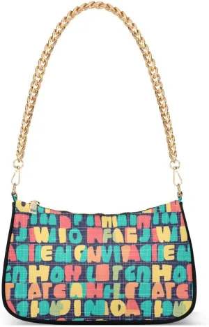 Cute Alphabet Tote Bag Hobo Handbag Shoulder Bag for Women Ladies Mini Clutch Purse with Zipper Closure
