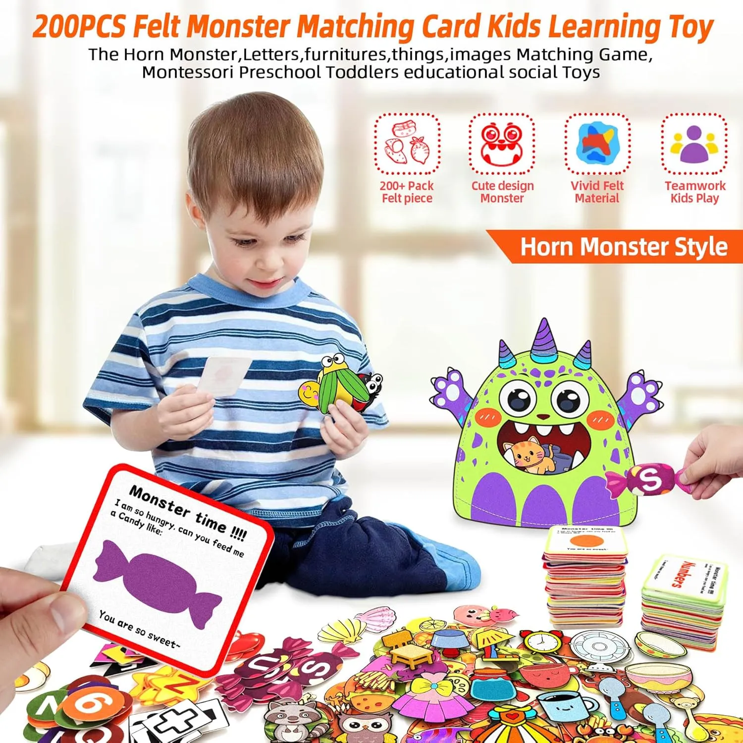 Cute Animal Alphabet Monster Learning Toy Colorful Matching Game Montessori Preschool Learning Activities Story Set Educational Spelling Letter Games for Kids Toddlers