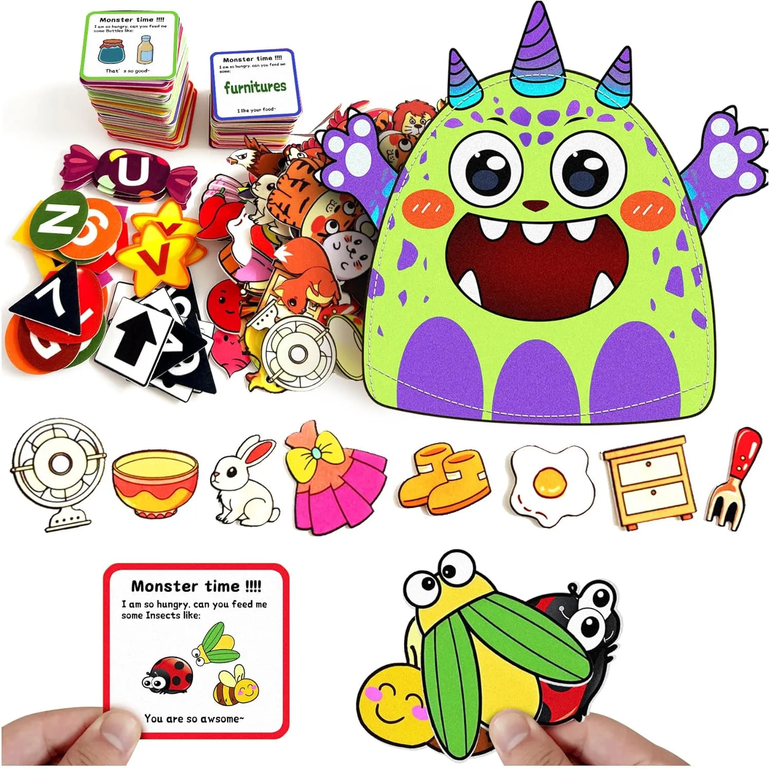 Cute Animal Alphabet Monster Learning Toy Colorful Matching Game Montessori Preschool Learning Activities Story Set Educational Spelling Letter Games for Kids Toddlers