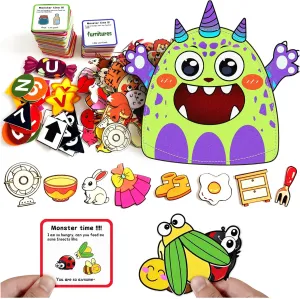Cute Animal Alphabet Monster Learning Toy Colorful Matching Game Montessori Preschool Learning Activities Story Set Educational Spelling Letter Games for Kids Toddlers