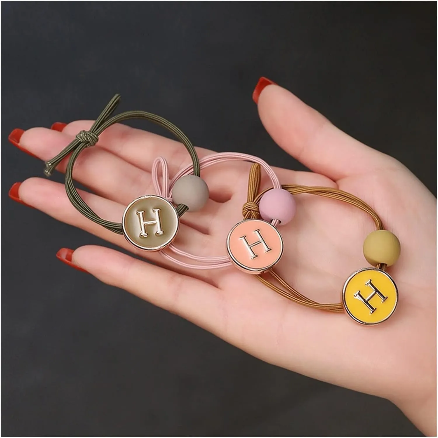 Cute Beads Alphabet Elastic Hair Rope