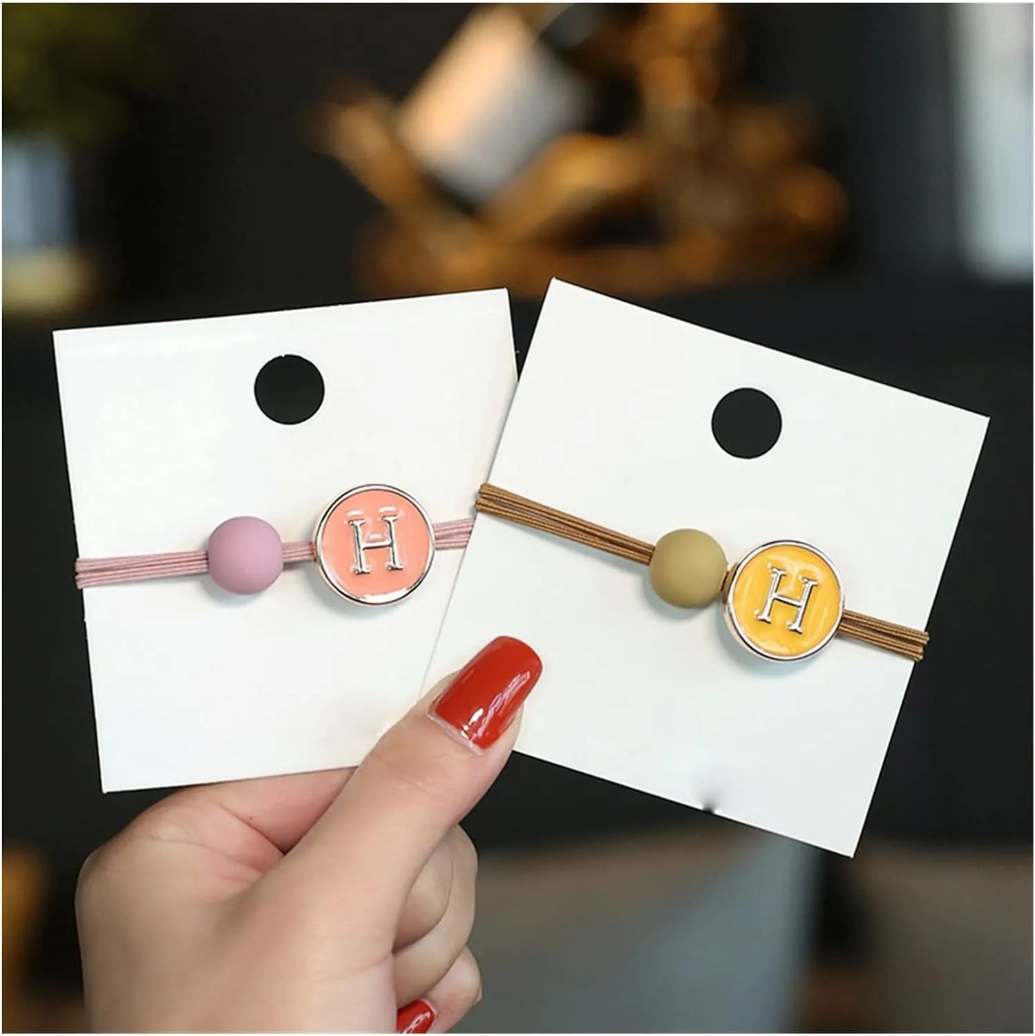 Cute Beads Alphabet Elastic Hair Rope