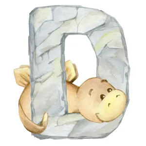Cute Dinosaur "D" Fabric Panel