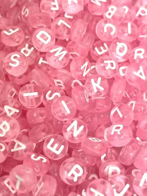 Cute Pink Letter Beads for Bracelet, Pink Alphabet Beads for Bracelet, Pink Letter Beads for Bracelet, Pink Letter Bead Mix for Necklace