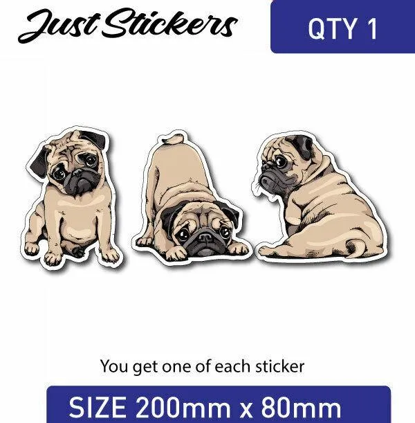 Cute PUGS Pug dog   sticker  bumper sticker , skate , sticker , bike, window, la