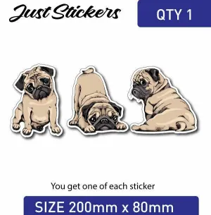 Cute PUGS Pug dog   sticker  bumper sticker , skate , sticker , bike, window, la