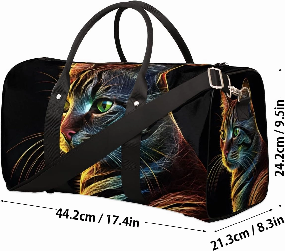 Cute Cat Travel Duffle Bag for Women Men Gym Duffel Foldable Bag Waterproof Weekender Lovely Animal Duffle Tote