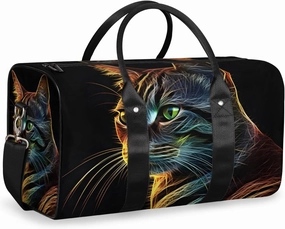 Cute Cat Travel Duffle Bag for Women Men Gym Duffel Foldable Bag Waterproof Weekender Lovely Animal Duffle Tote