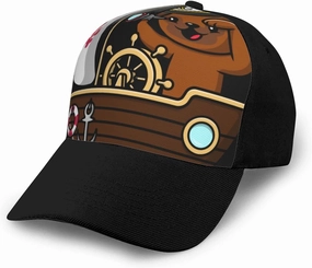 Cute Pug Binoculars on Board Baseball Cap Women Men Hat Outdoor Leisure Sun Hat Adjustable Truck Driver Baseball Caps Dad Hats Black
