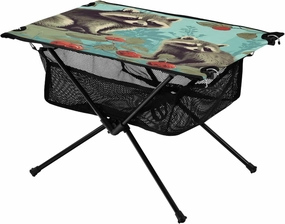 Cute Raccoons Portable Folding Camping Table, Compact Lightweight Beach Table with Carrying Bag for Outdoor Picnics, BBQs, Camp