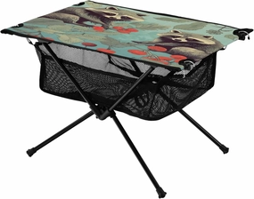 Cute Raccoons Portable Folding Camping Table, Compact Lightweight Beach Table with Carrying Bag for Outdoor Picnics, BBQs, Camp