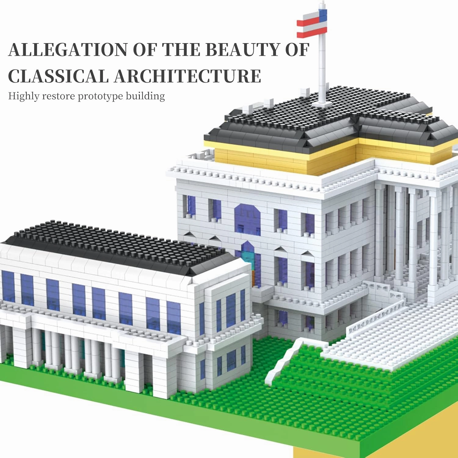 CuteMelon Micro Building Blocks The White House Architecture Set Mini Building Blocks Building Bricks Architecture Model Kit Micro Blocks Set Building Kit Gift for Age 14  Kids Teens and Adults