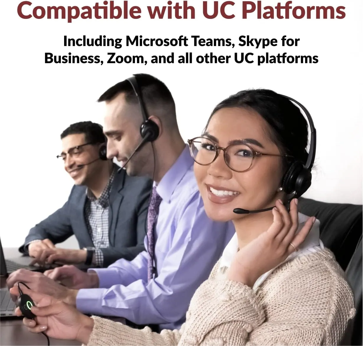 Cyber Acoustics Stereo USB Headset with ENC (AC-204ENC) – Advanced Environmental Noise Cancelation, Audio for Calls & Music, in-Line Control Module, Perfect for Call Center, Classroom, Home