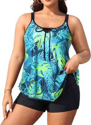 Daci Women Plus Size Tankini Swimsuit - 2 Piece Flowy Plus Size Bathing Suits and Shorts with Pockets 2025