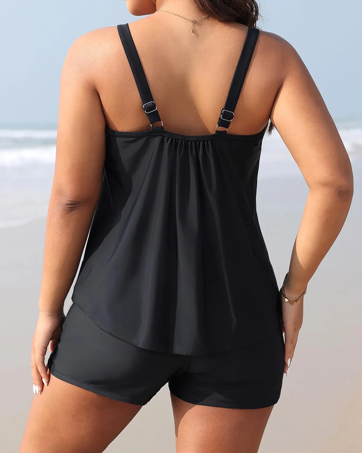 Daci Women Plus Size Tankini Swimsuit - 2 Piece Flowy Plus Size Bathing Suits and Shorts with Pockets 2025