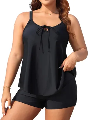 Daci Women Plus Size Tankini Swimsuit - 2 Piece Flowy Plus Size Bathing Suits and Shorts with Pockets 2025