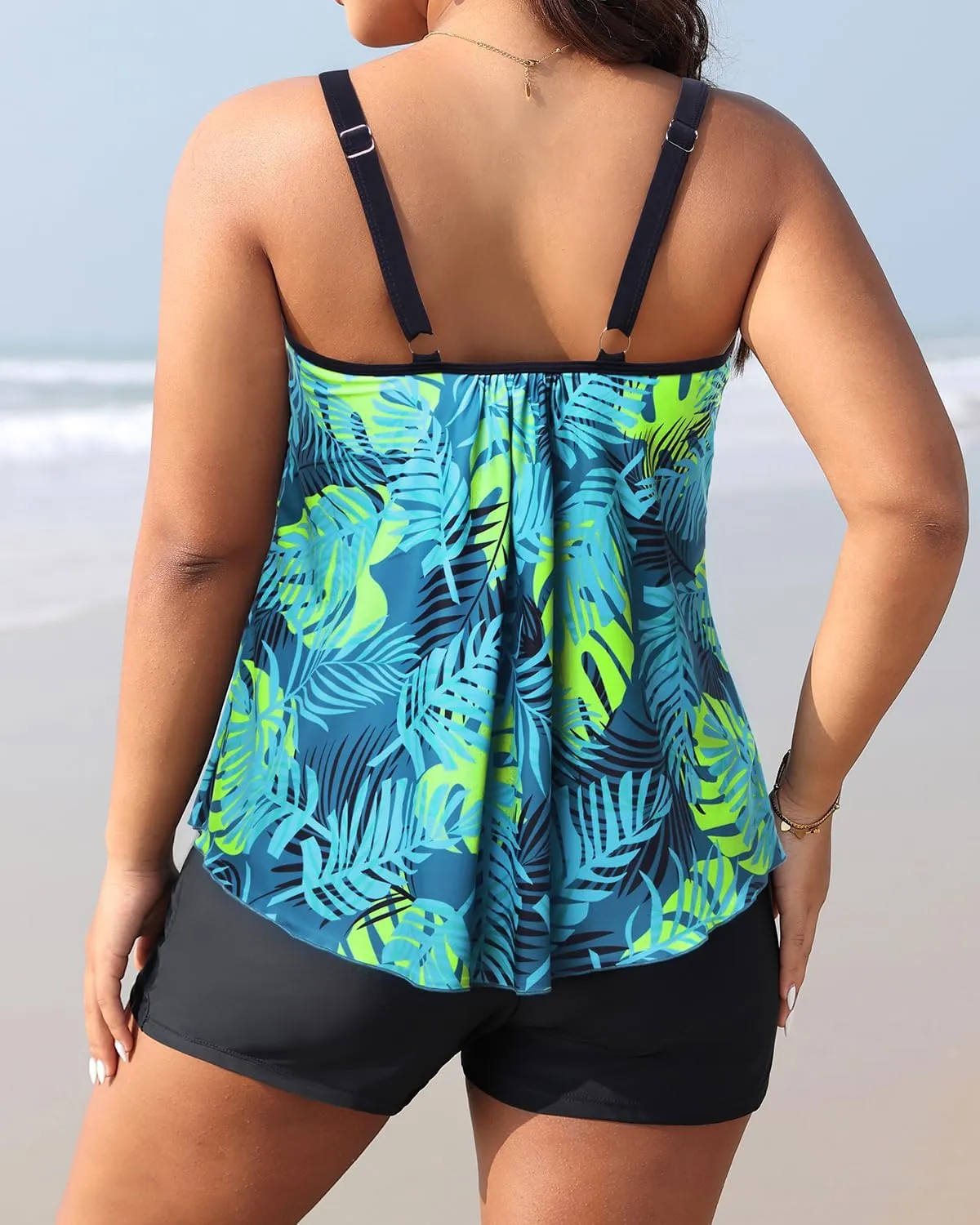 Daci Women Plus Size Tankini Swimsuit - 2 Piece Flowy Plus Size Bathing Suits and Shorts with Pockets 2025