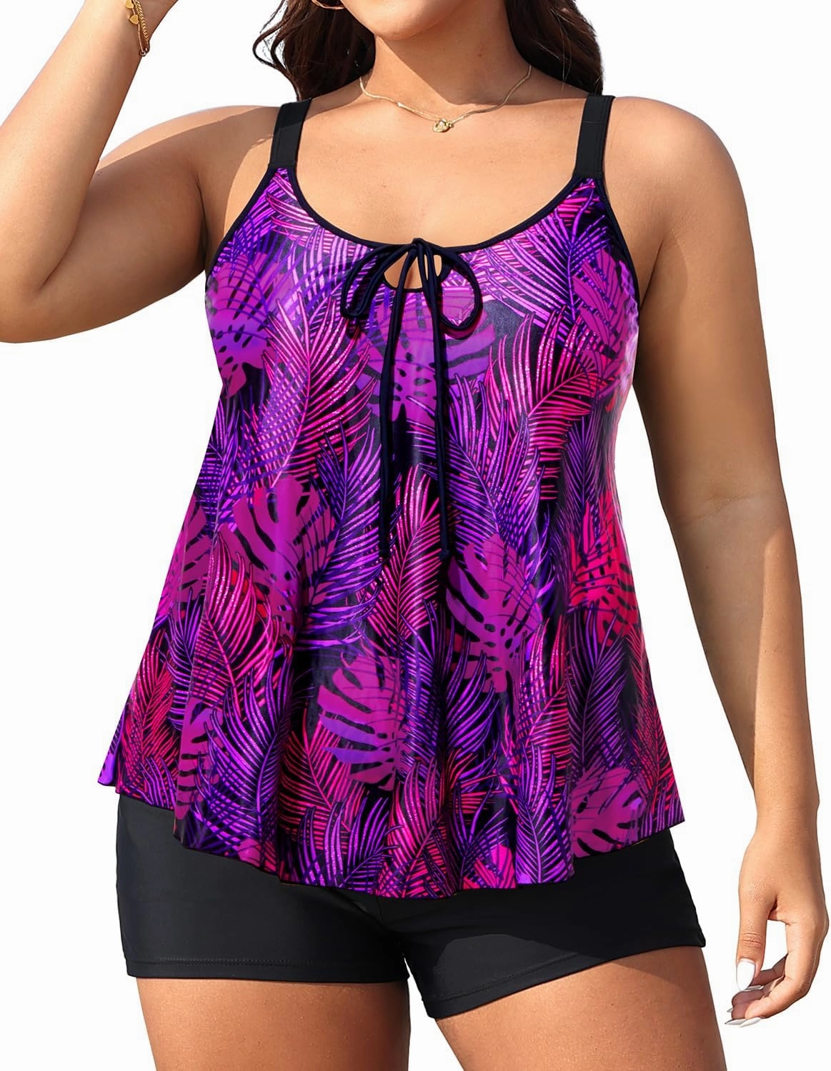 Daci Women Plus Size Tankini Swimsuit - 2 Piece Flowy Plus Size Bathing Suits and Shorts with Pockets 2025