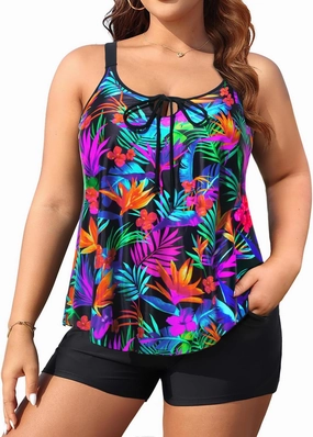 Daci Women Plus Size Tankini Swimsuit - 2 Piece Flowy Plus Size Bathing Suits and Shorts with Pockets 2025