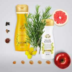 Daeng Gi Meo Ri- Hair Blossom Set: Yellow Blossom Hair Shampoo (400ml)   Treatment, Nourishing and Fresh, (300ml)