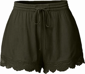 DASAYO Womens Shorts Casual Drawstring Elastic Waist Cute Vacation Beach Shorts Solid Color Loose Trendy Summer Clothes
