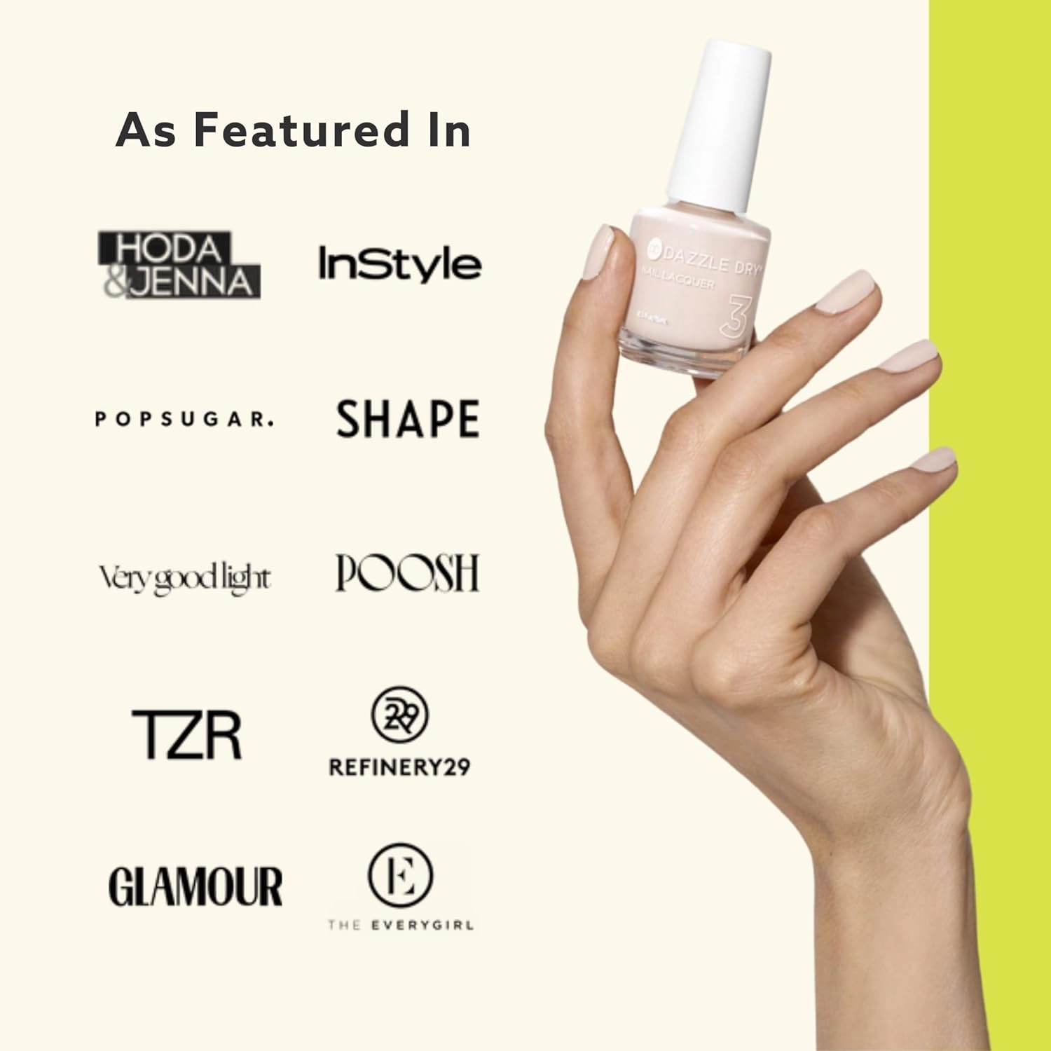 Dazzle Dry Mini Kit 4 Step System - Truth, a pale Himalayan salt pink. Semisheer cream. (5 Piece Kit / 5 Manicures)