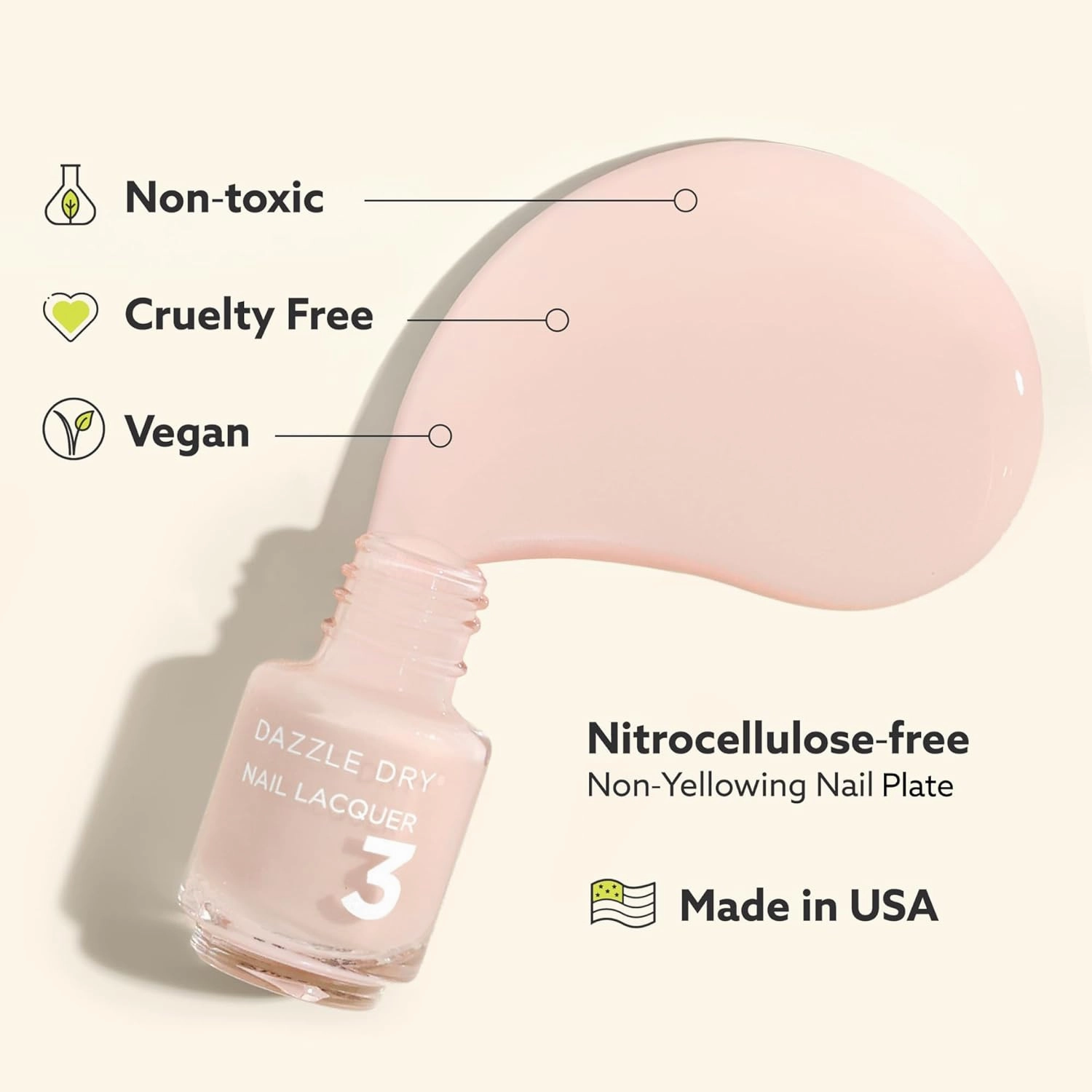 Dazzle Dry Mini Kit 4 Step System - Truth, a pale Himalayan salt pink. Semisheer cream. (5 Piece Kit / 5 Manicures)