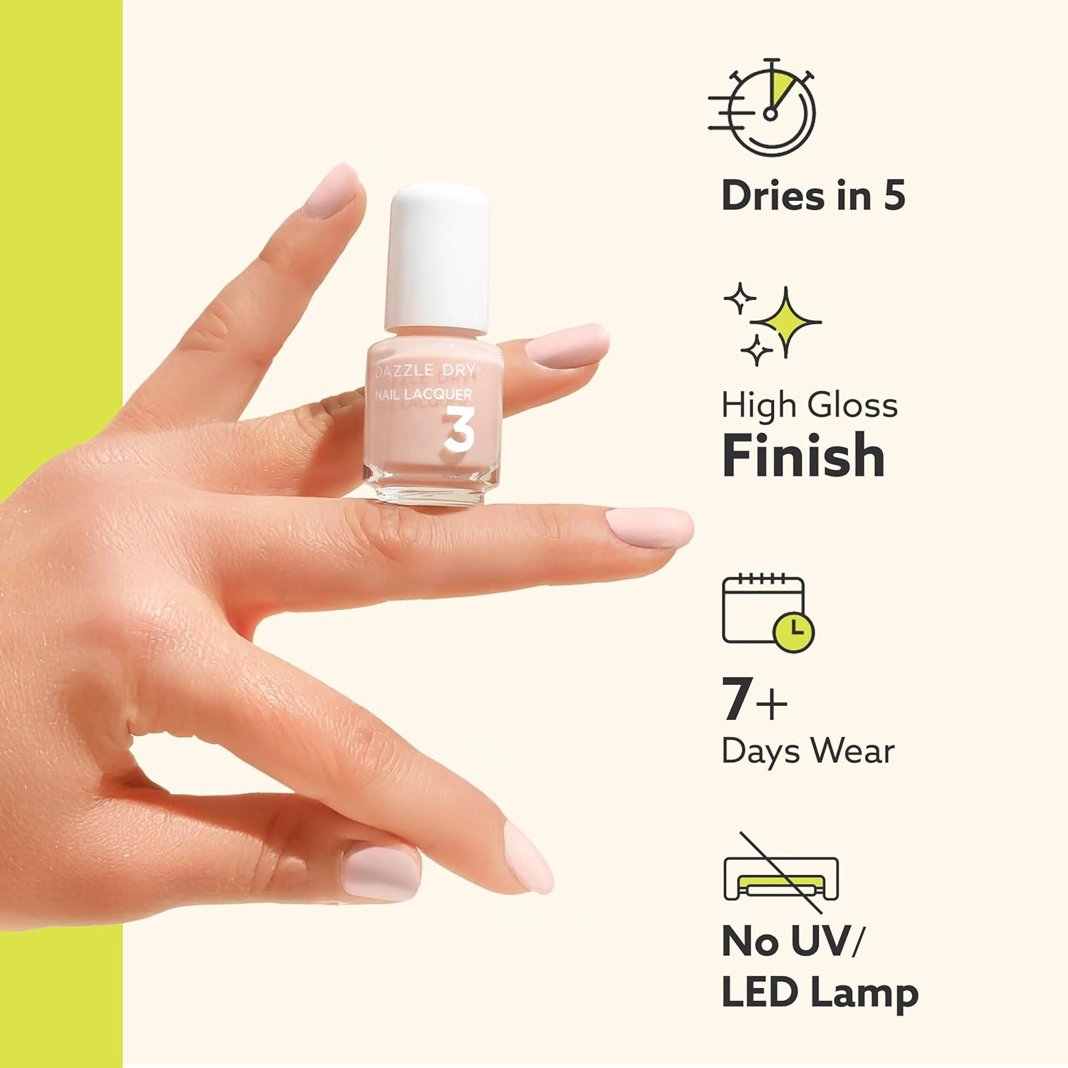 Dazzle Dry Mini Kit 4 Step System - Truth, a pale Himalayan salt pink. Semisheer cream. (5 Piece Kit / 5 Manicures)