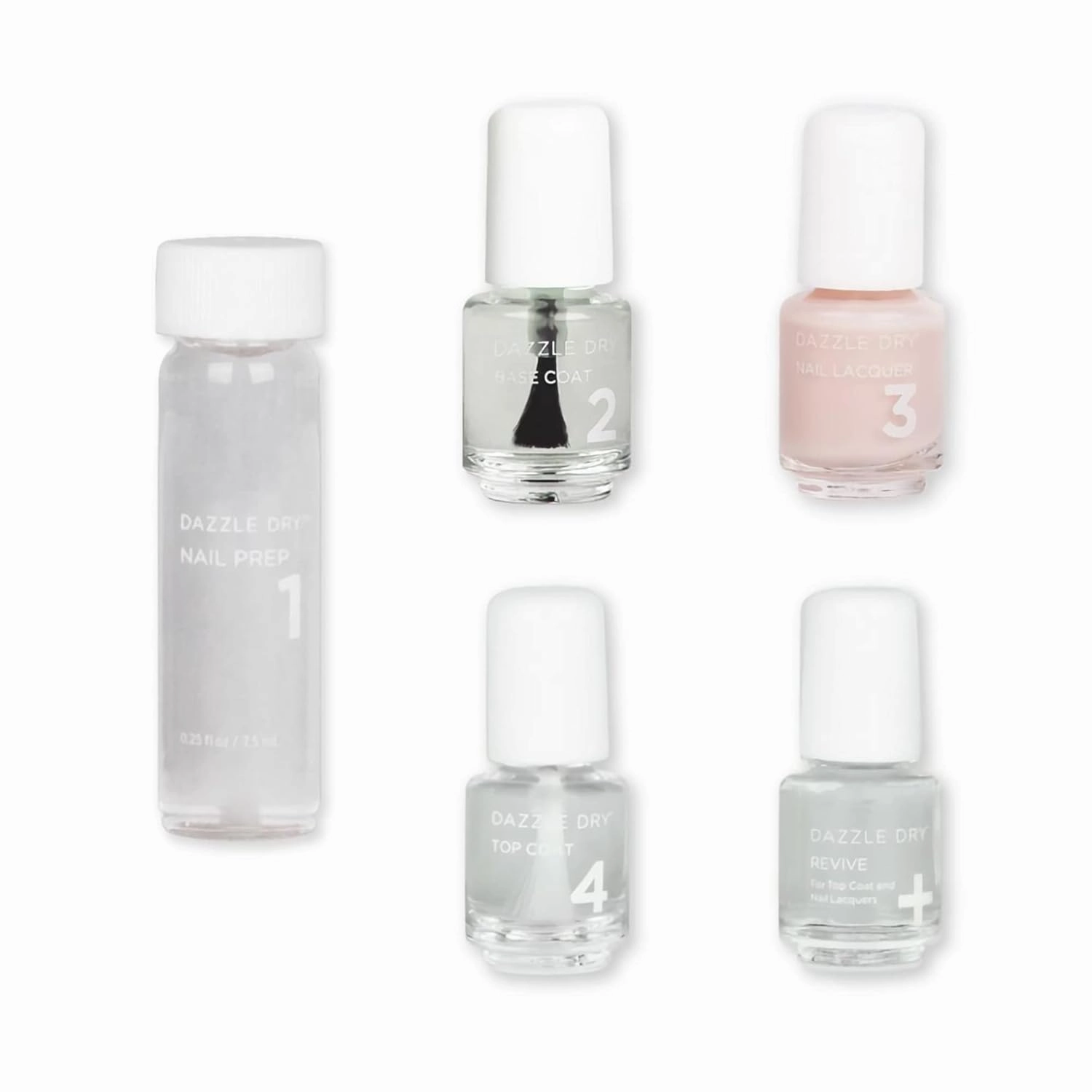 Dazzle Dry Mini Kit 4 Step System - Truth, a pale Himalayan salt pink. Semisheer cream. (5 Piece Kit / 5 Manicures)