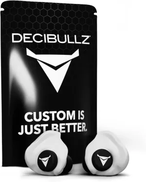 Decibullz 25-Decibel Noise-Reduction Earplugs for Hearing Protection, Custom-Molded Reusable Earplugs for Noise Sensitivity & Flights, White